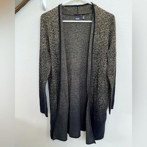 Rafaella Black with Gold Metallic Design Long Sleeve Long Cardigan